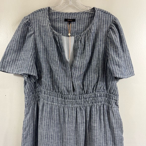 Quince European Linen Tiered Maxi Dress Chambray Stripe Size XL - Picture 4 of 12